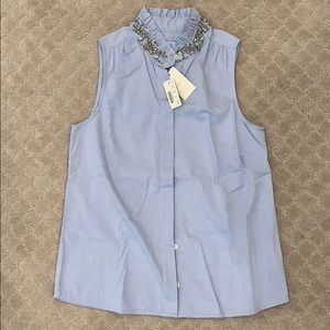 J Crew Sleeveless Blouse rhinestone detail